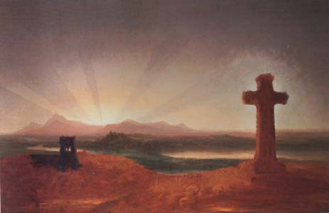 Thomas Cole Unfinished Landscape (The Cross at Sunset) (mk13)